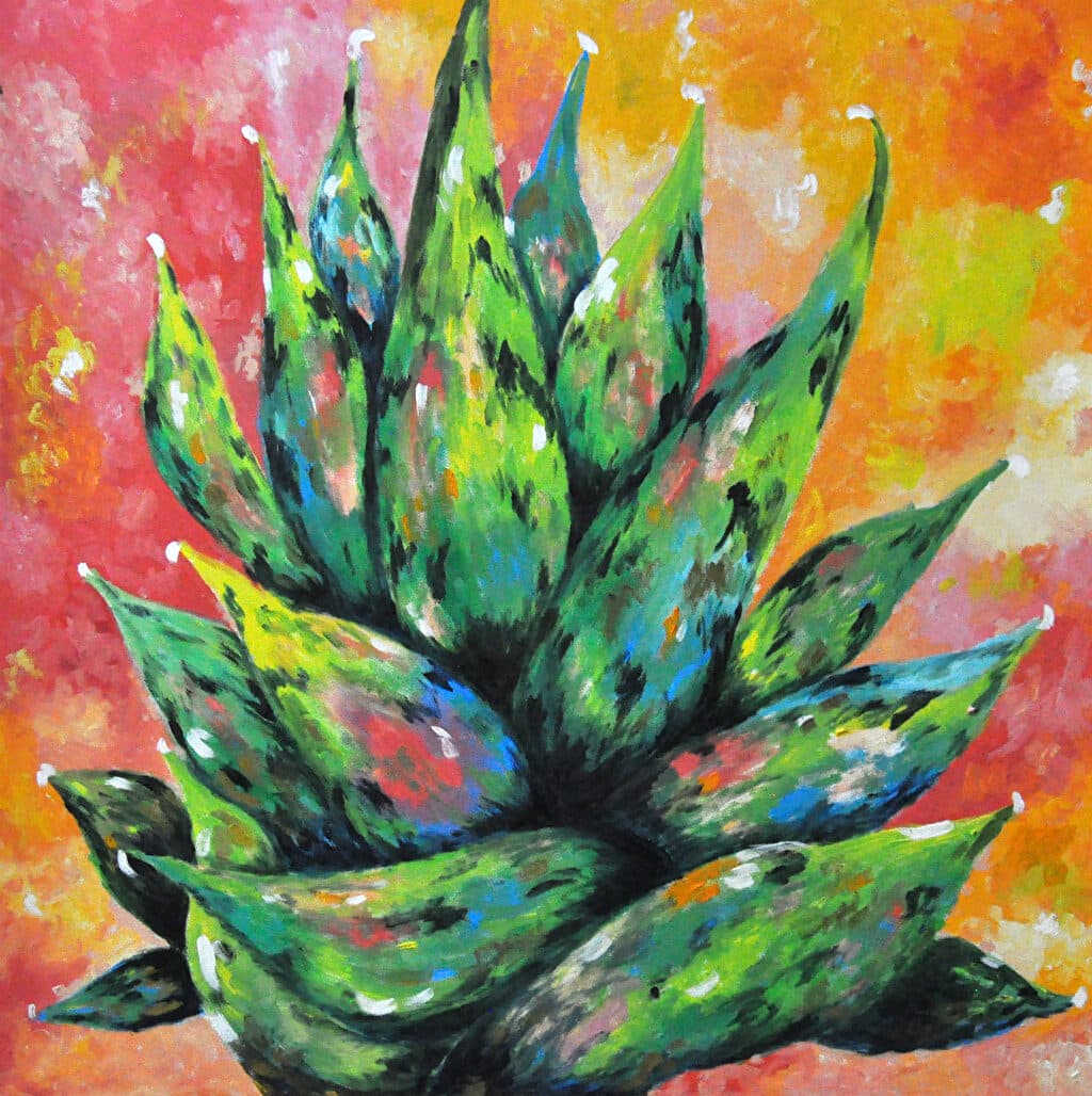 Agave in Pinks and Greens — Oil painting by Judy Sprague