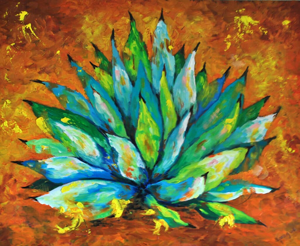 Blue Gold Agave — Oil painting by Judy Sprague