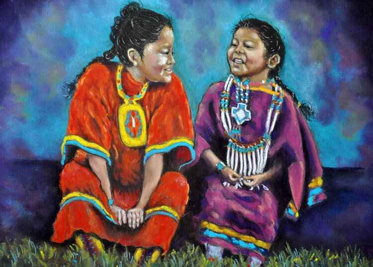 Girl Talk — Pastel painting by Judy Sprague