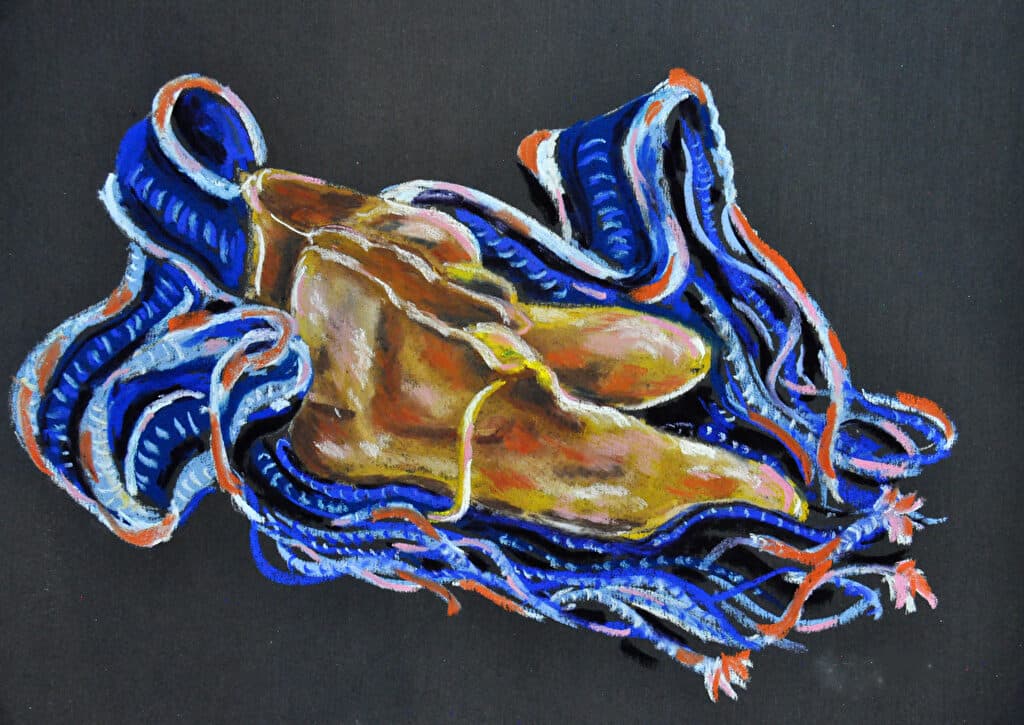 Navajo Sash Belt and Moccasin — Pastel painting by Judy Sprague