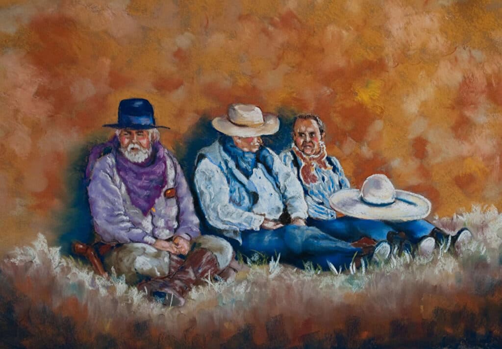 Old Cowpokes — Pastel painting by Judy Sprague