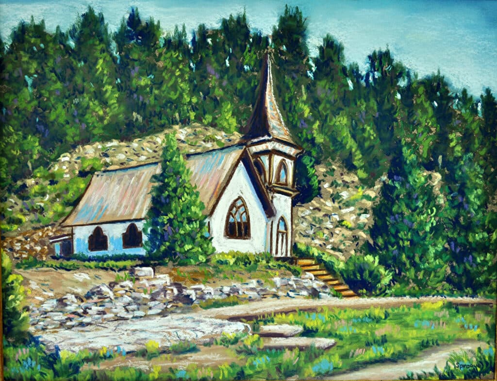 Old Pitkin Church — Pastel painting by Judy Sprague
