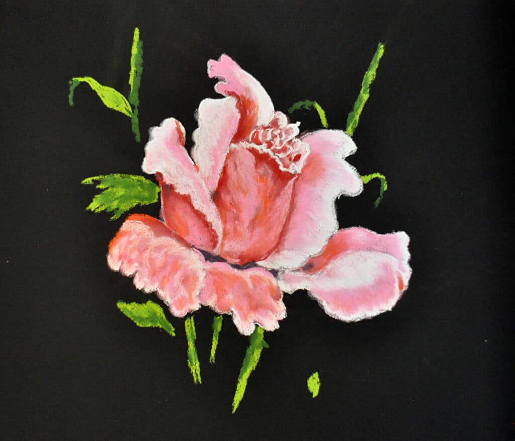 Single Pink Rose — Pastel painting by Judy Sprague