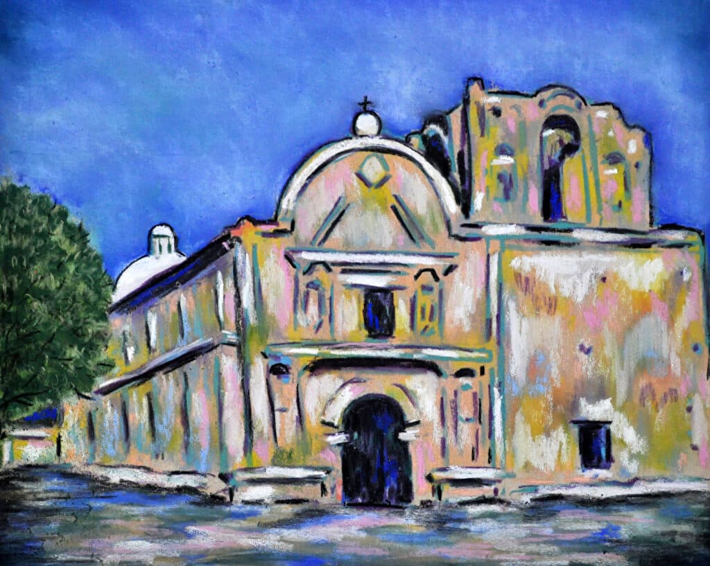 Tumacacori Mission — Pastel painting by Judy Sprague