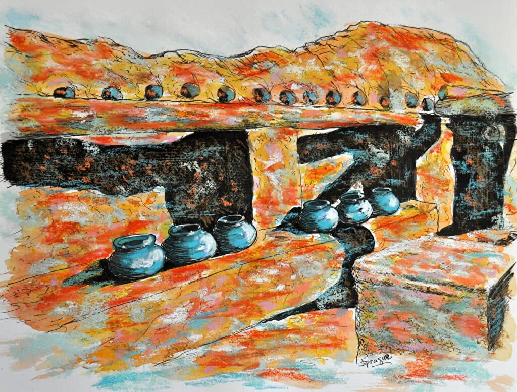Tumacacori Pots — Pastel painting by Judy Sprague
