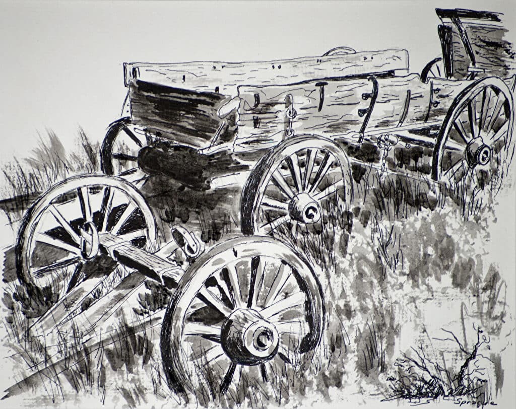 Vader's Wagon — Ink painting by Judy Sprague