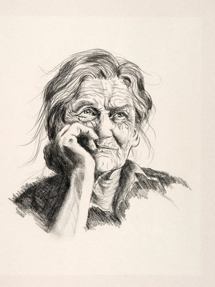 Wisdom — Charcoal painting by Judy Sprague